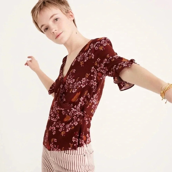 Madewell Tops - NWT Madewell Butterfly Print Tie Sleeve Wrap Top